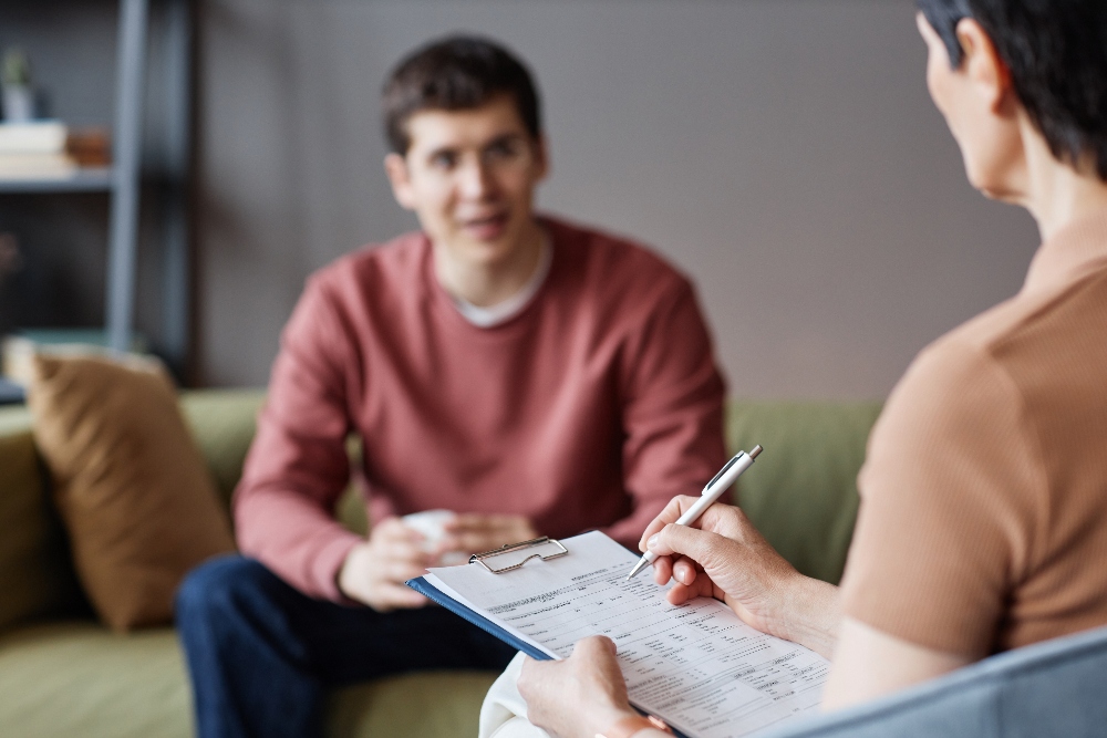 man attending therapy for ecstasy addiction